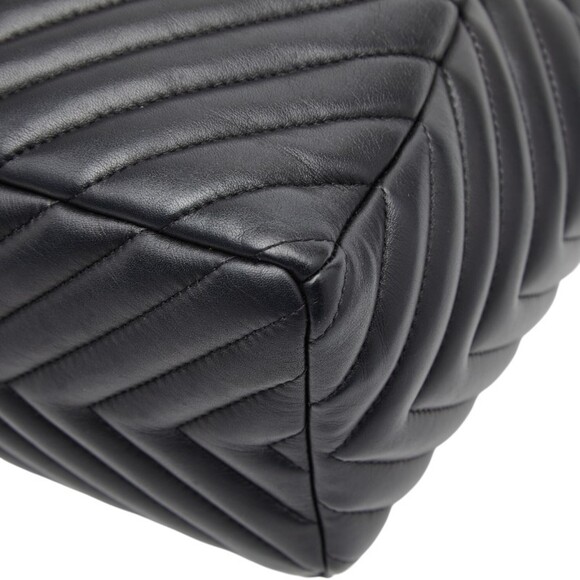 CHANEL Black Lambskin Leather Logo Shoulder Bag - Picture 6 of 13